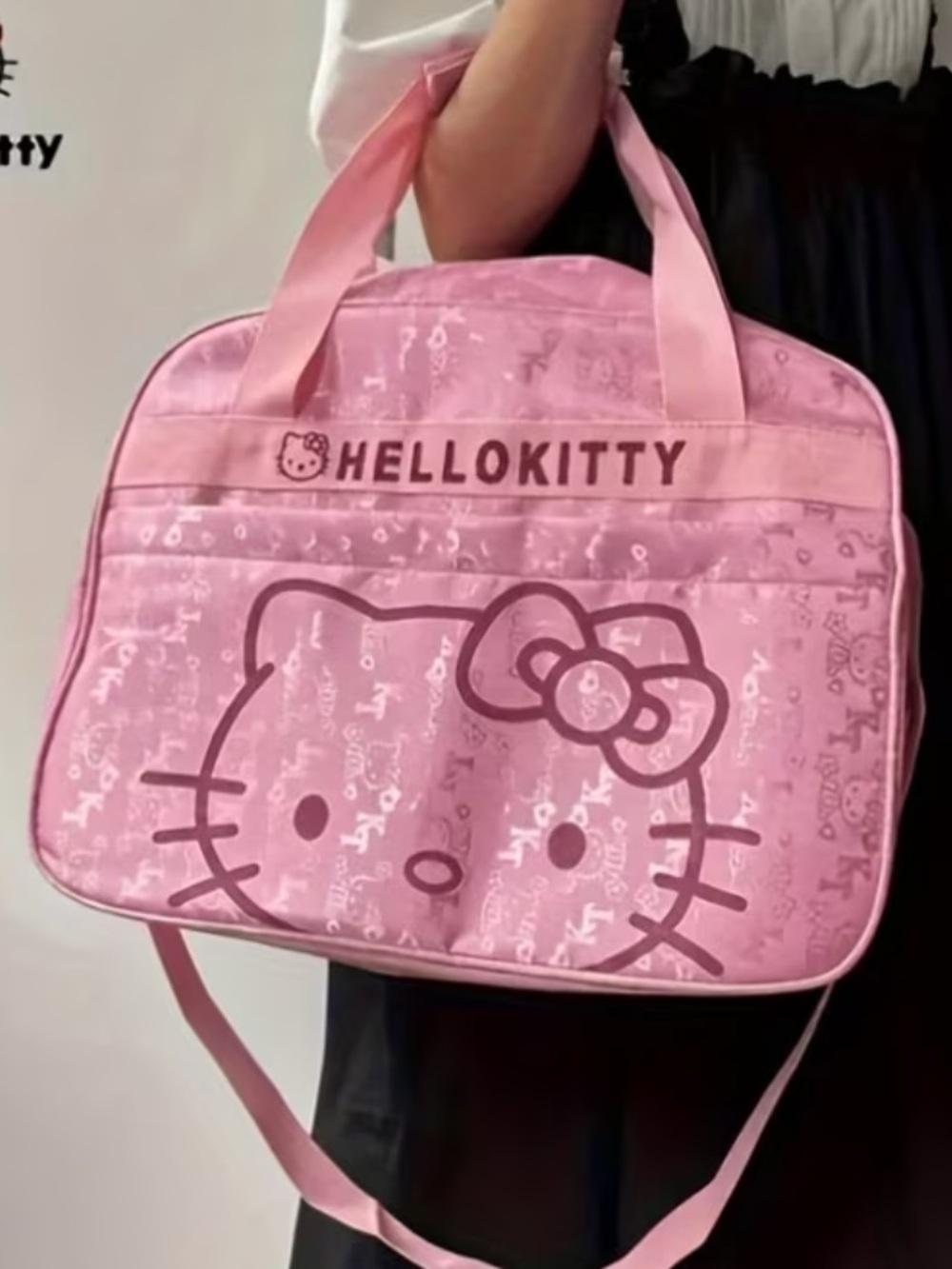 Hello Kitty Pink Travel Tote Bag with Character Front
